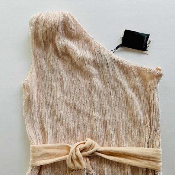 Retrofete x REVOLVE Ella Dress Taffy Pink NEW XS Sequin One Shoulder Party - Picture 3 of 9